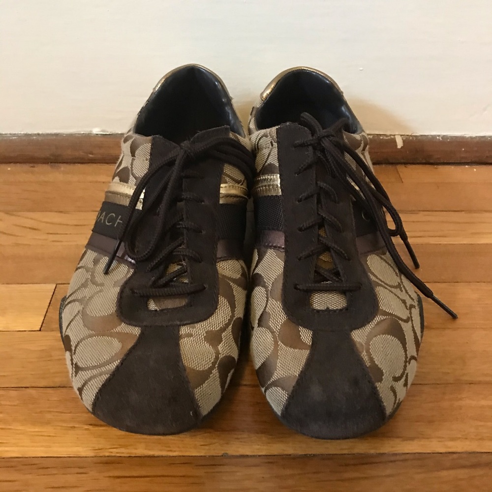 Coach “Jayme” brown and gold sneakers